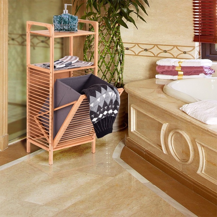 Natural Bamboo Laundry Basket Storage Bin Hamper Dirty Clothes