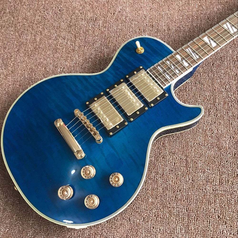 Wholesale and Hot selling OEM Custom blue L-P superme electric guitar