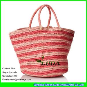 Quality LUDA large women straw handbags striped raffia straw tote bag wholesale
