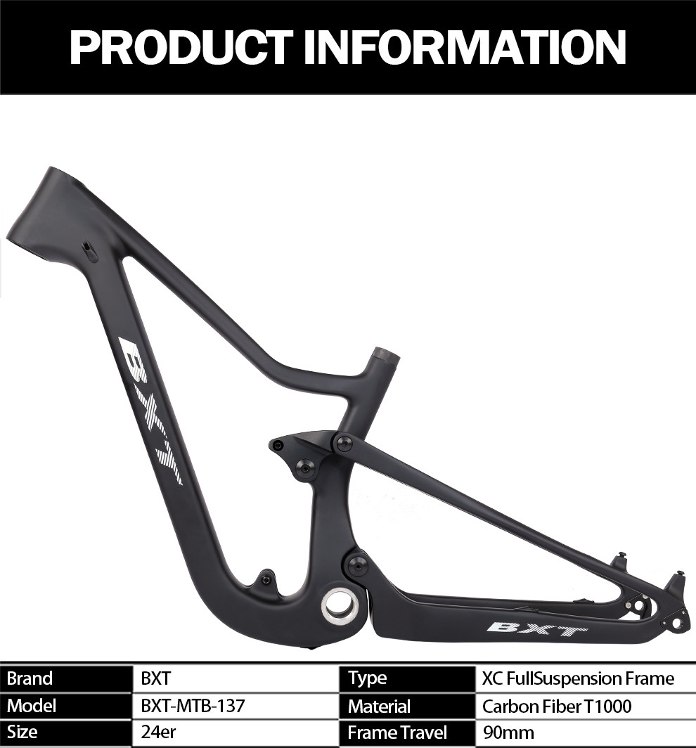 XC Carbon Full Suspension Frame 24 Kids Bicycle Enduro Mtb Frame