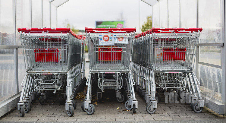 Zinc Finish PP Shopping Metal Supermarket Push Cart
