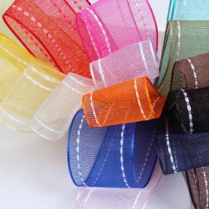 Quality 25mm|38mm Stitched Edge Polyester Organza Ribbon for Flower Gift Packing wholesale