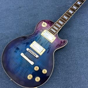 Quality Blueberry Electric guitar , Flame maple top, TonePros bridge, Fred edge Cream binding, free shipping wholesale