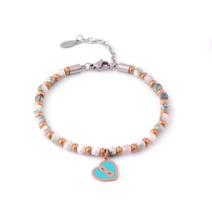 Quality Natural stone chain peach heart bracelet, women's minimalist design, women's bracelet wholesale