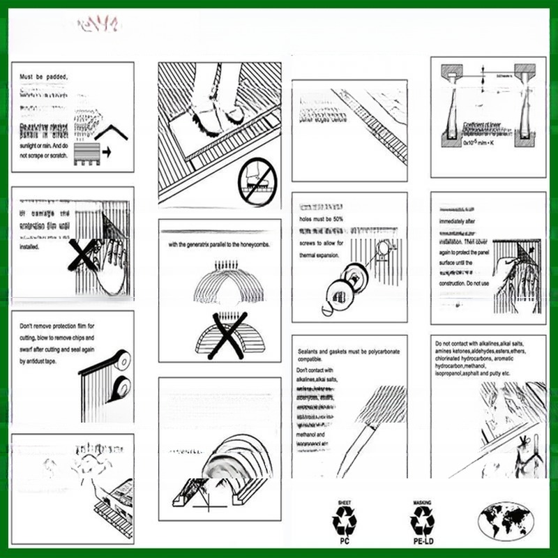 PC Plastic Hollow Sheet For Bus Shelter Canopy Carport Roofing Sun Shade