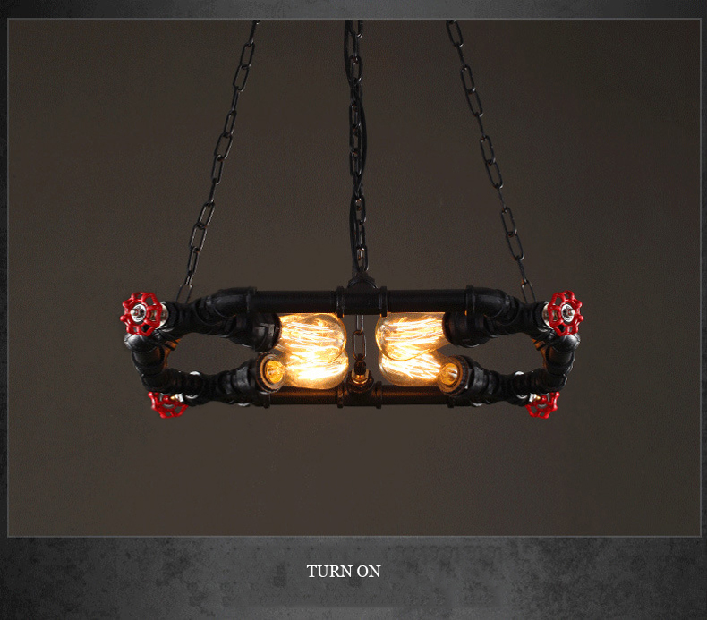 Retro American Iron Dining Room Chandelier Restaurant Bar Kitchen Light Ring Loft Pendant Light(WH-VP-229)