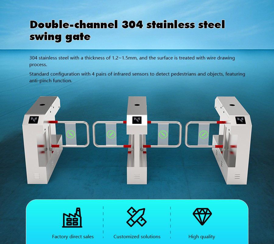 HCW Turnstile Swing Gate Entrance Pedestrian Access Control Swing Automatic Gate