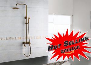 Quality Classic Antique Brass Thermostatic Shower Systems With 8 Inches Round Head wholesale
