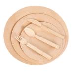 25Pcs Disposable Natural Bamboo Picnic Forks Knives