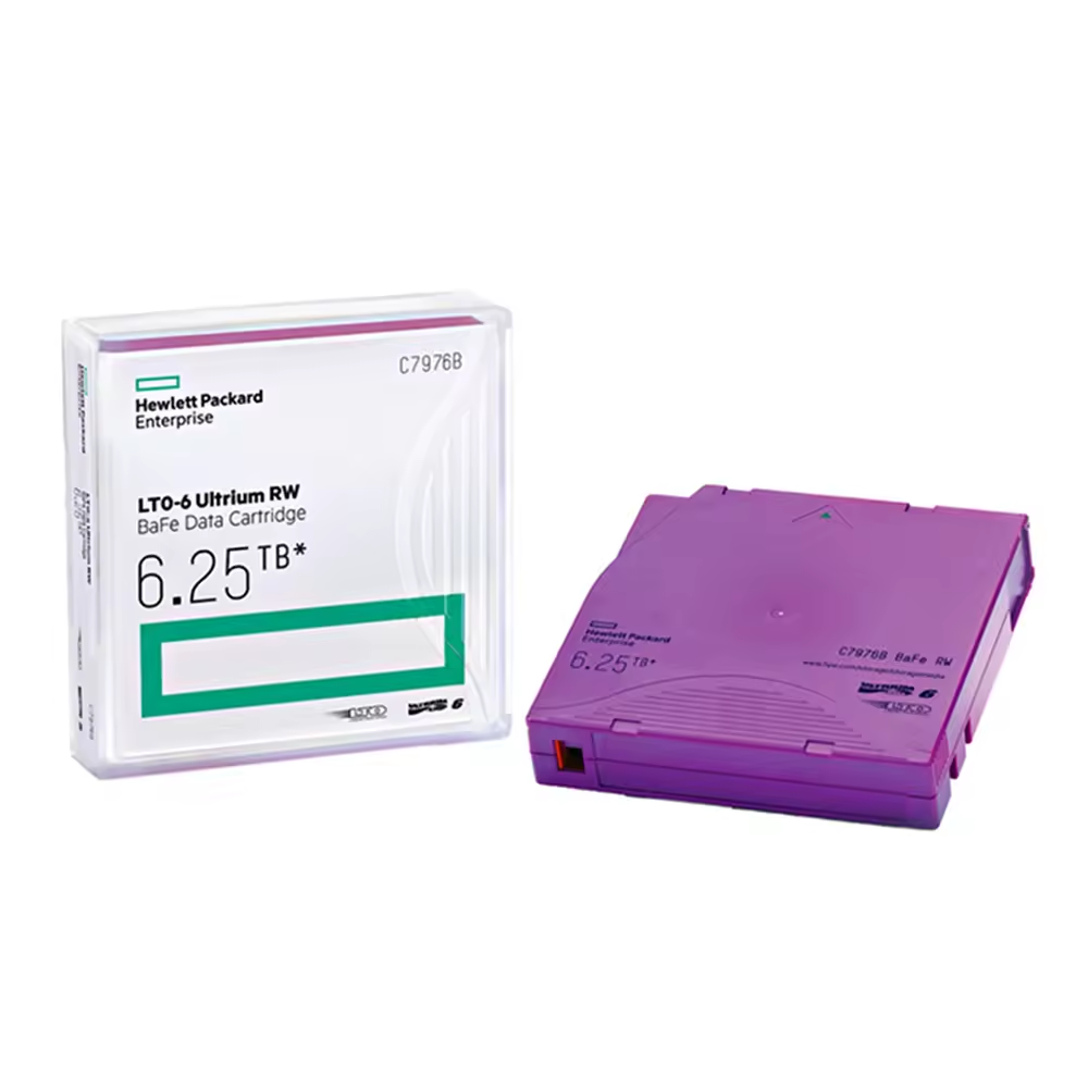 Rack Compatible HPE LTO-6 Ultrium 6.25TB RW Data Cartridge C7976A for Servers 1 Pack