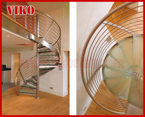 Spiral StaircaseVH32S Tread Glass Aluminum Spiral Stainless Steel Stair Curved