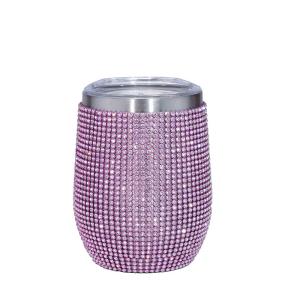 Quality Exquisite 360ml Rhinestone Bling Tumbler Egg Shape 12 Oz Insulated Tumbler With Lid Vacuum Sealed Insulation Customized Color 9.7*23.2cm wholesale