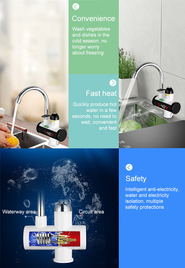 50HZ Instant Electric Automatic Hot Water Tap 0.04-0.6MPA