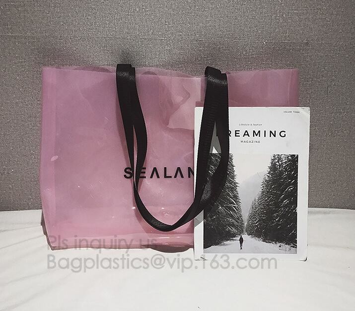 Semi-clear Tote Bags Stripe PVC Shoulder Bag with Pouch, PVC PU Trendy Handbag Shoulder Bag Beach Bag, PVC shoulder bag