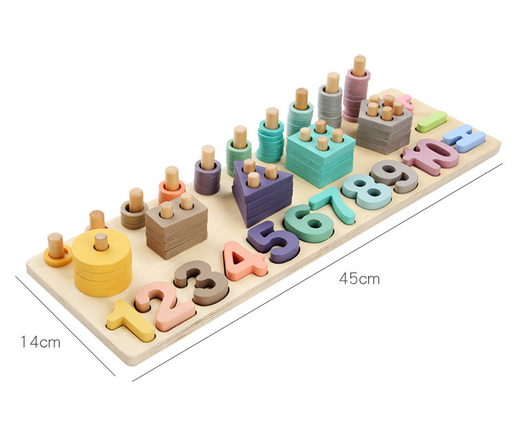 Geometric 14cm Wooden Math Toy Montessori Math Blocks Preschool Teaching