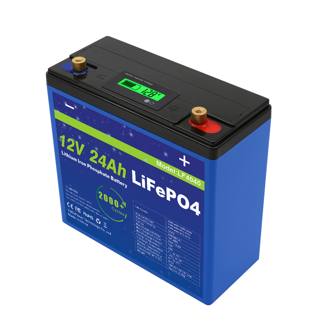 Compact 12V 24Ah Lithium Iron Phosphate Battery Pack 32700 6Ah Cells 4S4P Configuration