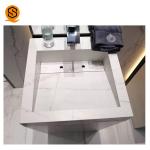 White Carrara Marble Pedestal Washbasin Waterproof For Bathroom