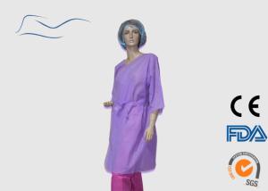 Quality Non Woven Disposable Purple Spa Robe Opening Cuffs Style CE / ISO Certificate wholesale