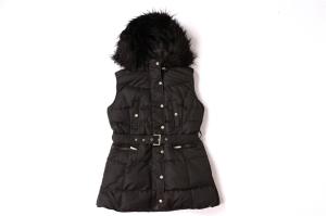 Quality Black Ladies Longline Padded Gilet Fur Lining 100% Polyester wholesale
