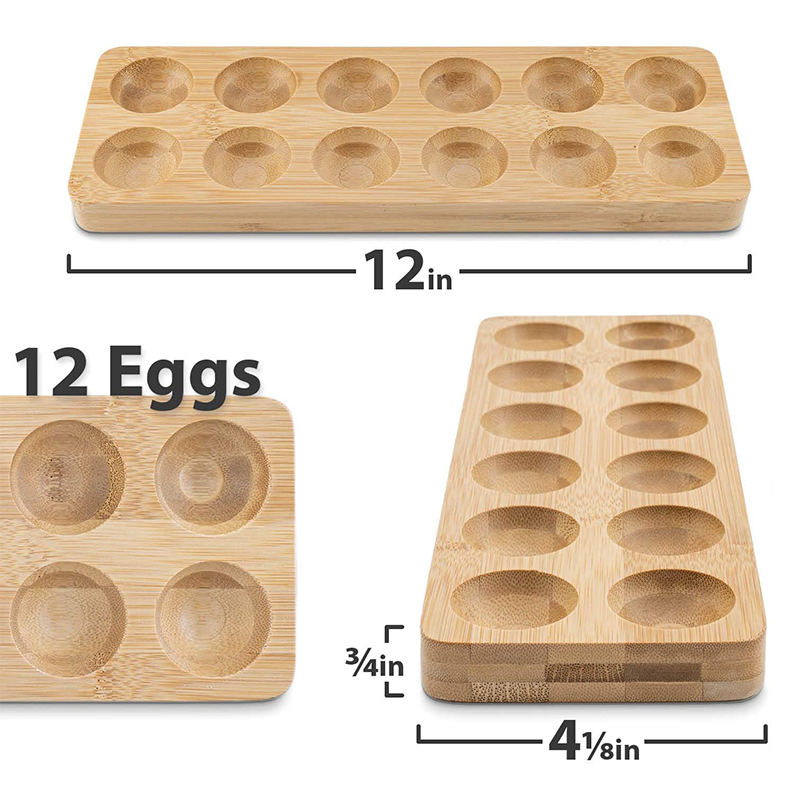 Bamboo Egg Tray For Countertop Or Refrigerator Rectangular Shape Ideal For Milk Shake