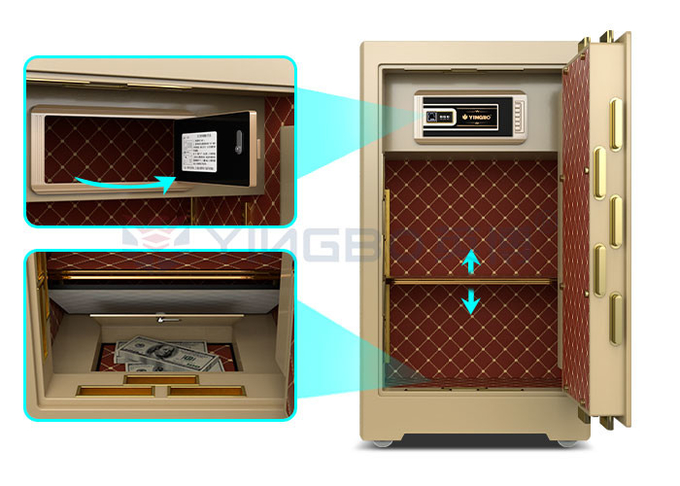 YB/ZY-80 Liquid Crystal Display Panel Bank Grade Biometric Safe Box With Vertical Lock Design