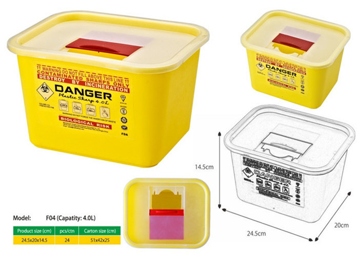 4 Litre Sharps container, Sliding Lid, Red sharps siposal containers - WinnerCare