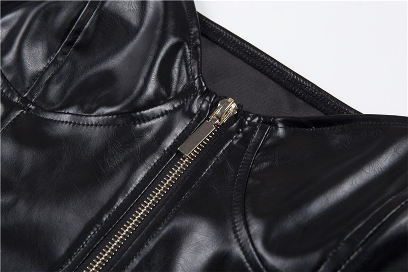 Open Back Ladies Camisole Tank Tops , Slim Short PU Leather Tank Top