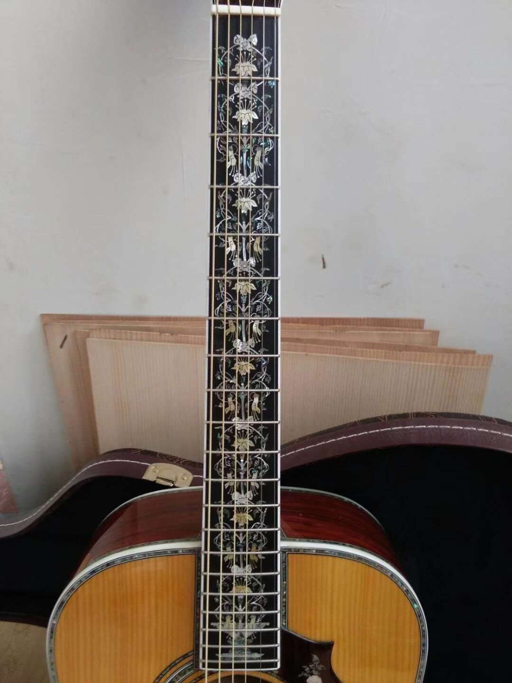 Aaaa All Real Abalone Super Deluxe Wood D45L Acoustic Guitar Customized Logo Is Available
