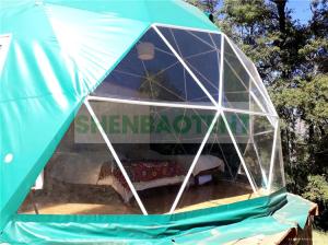 Quality Green Color Glamping Dome Tent PVC Cover With A Big Transparent Window wholesale