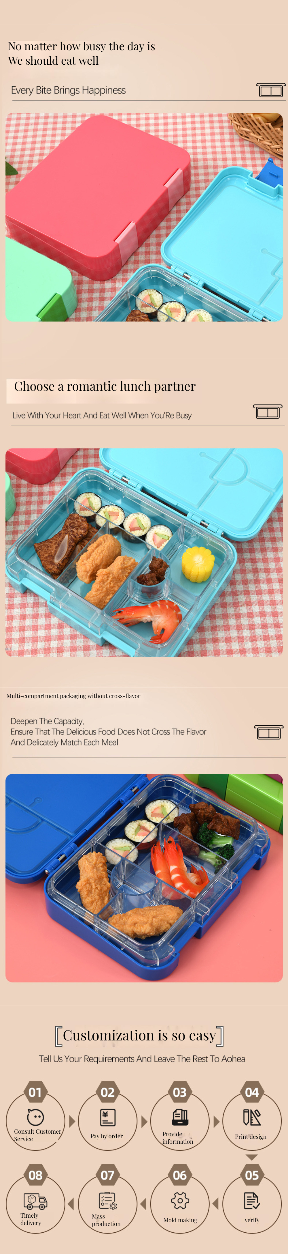 2-Layer Bamboo Fiber Bento Lunch Box in 6 Colors Includes Divider Cutlery for Adults