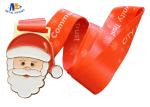 Santa Claus And Christmas Metal Stock Medals With Enamel And Sublimated Ribbon