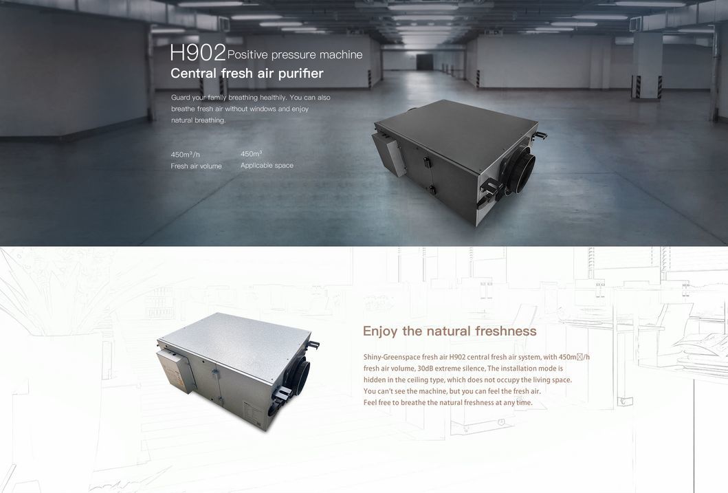 Professional Public Toilet Ventilation Air Purification Ceiling Air Disinfection Positive Pressure HVAC