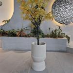 Modern Indoor Outdoor Fiber Clay Planter Round 22 Lb With Drainage Hole