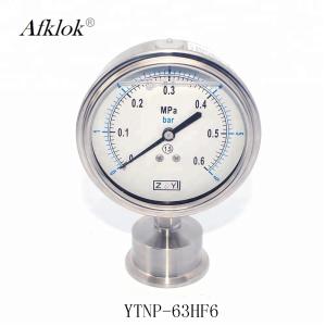 Quality Stainless Steel 63mm bottom connect Oil filled Sanitary Type Pressure Gauge wholesale