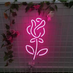 Quality Custom Logo Neon Light Wedding Sign Pink Rose Drop Shipping Business Advertising Board wholesale
