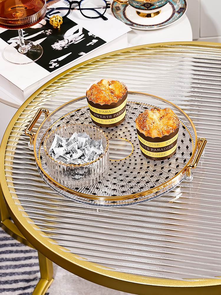 Ceramic Round Tray for Securely Holding Cups Dishes Plates Durable Non-Slip Grip