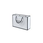Small Business Logo Printed White Paper Bags with Custom Logo and Black Handle