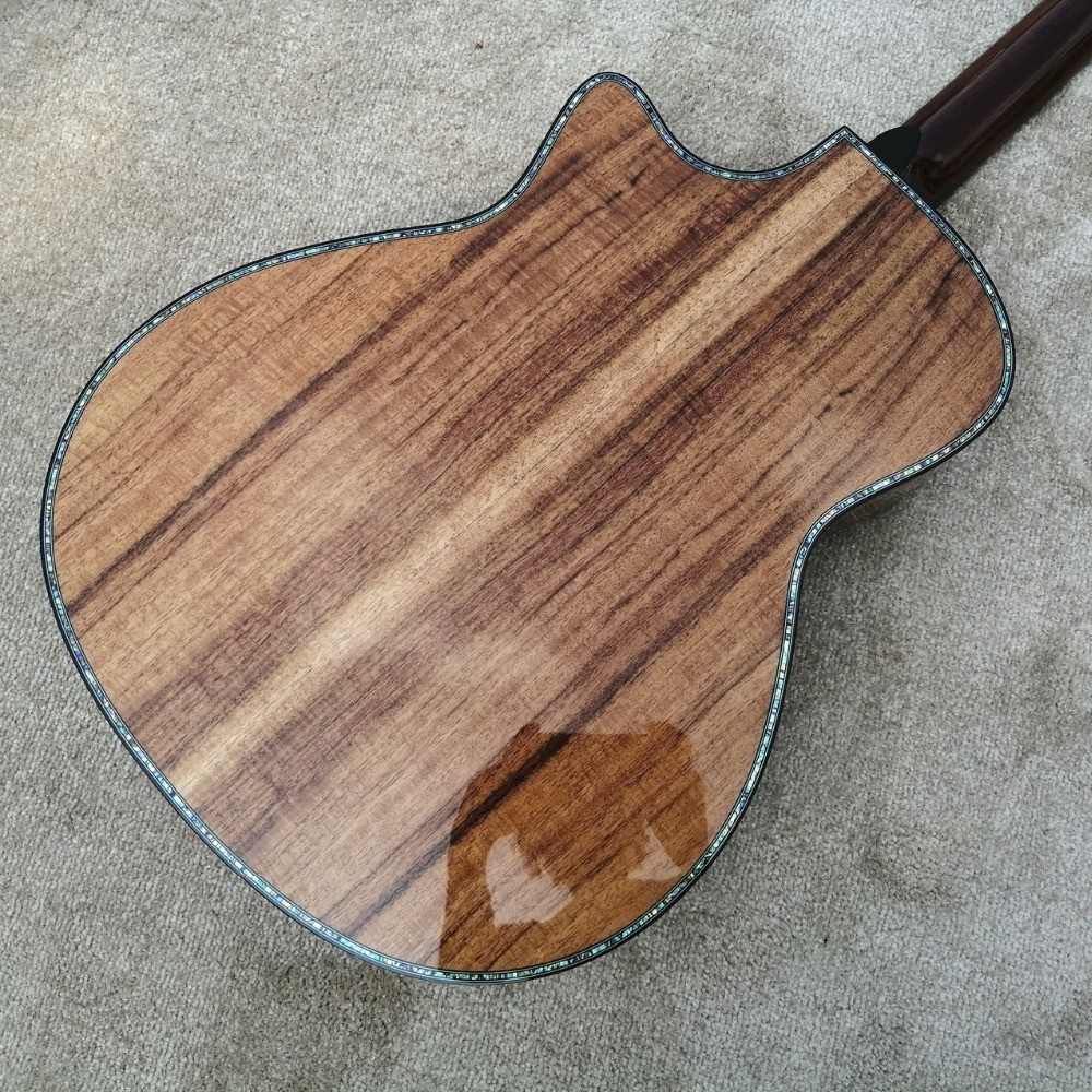 2019 Real Photos, acoustic guitar,Real Abalone Inlay,Solid Koa wood Cutaway electric guitar, Free shipping