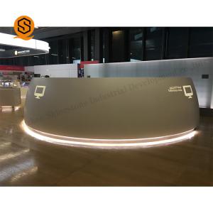 Quality Acrylic Solid Surface Furniture LED Semi Circle Reception Desk wholesale