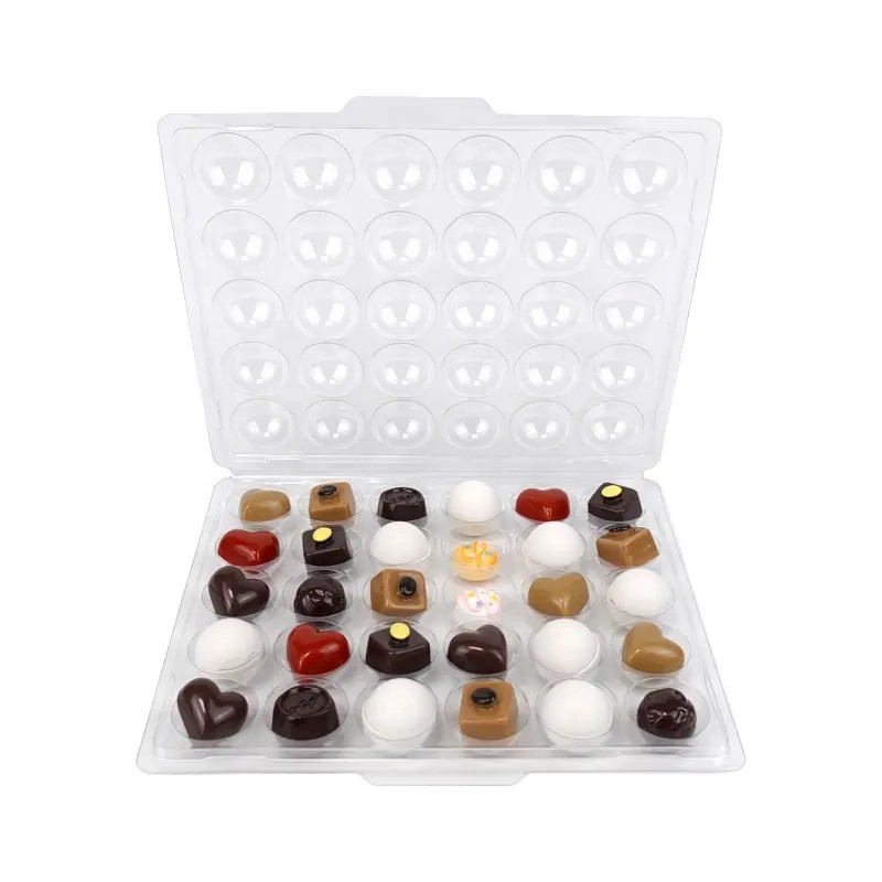 Custom 4 8 15 30 Holes Truffle Chocolate Clear Plastic Box