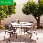 Waterproof Upholstery Cushion Outdoor Dining Table and Chair Set with Faux