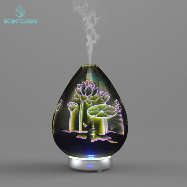 Cheap Office Ultrasonic 14 Hours 3d Glass Aroma Diffuser for sale