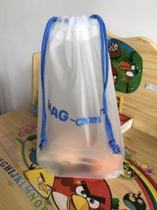 Quality Printed CPE Clear Drawstring Plastic Bags / Custom Made Plastic Travel Cosmetic Bag wholesale