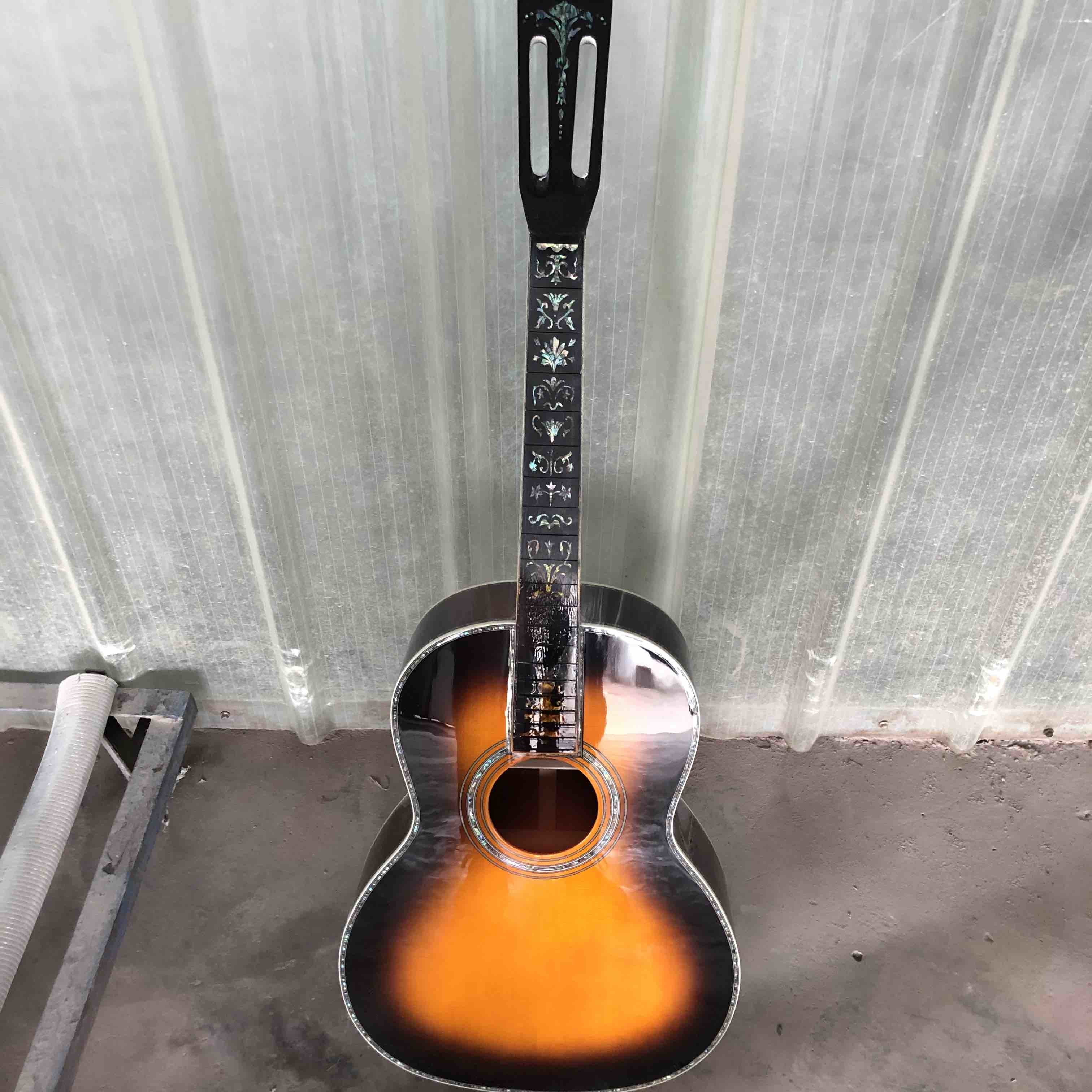 All Solid Spruce G00045 Guitar 39" Real Abalone Classic Acoustic Guitar in Sunburst Ebony Fingerboard