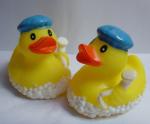 Mini Yellow Bathtub Weighted Squeezing Rubber Ducks Surfing / Swimming Design