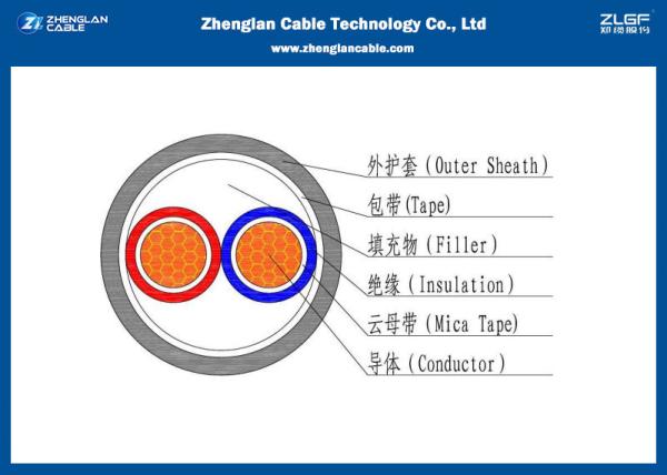 Low Voltage Unarmoured Fire Resistant Power Cable / 0.6/1KV 2 Core Heat