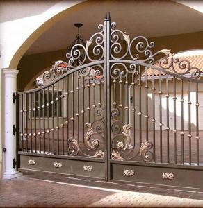 Quality 20ft Double Wrought Iron Garden Gates Courtyard Iron Entry Gates Anti Rust wholesale