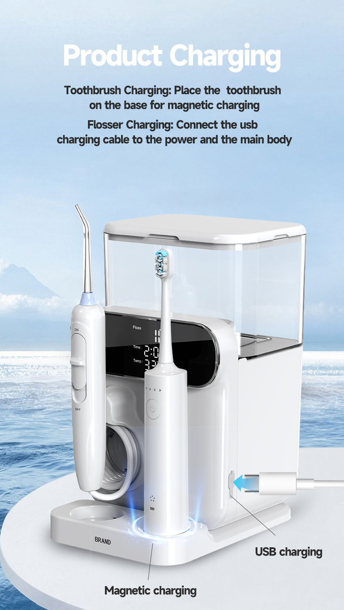 Oral Irrigator 1000ml Teeth Washing Machine Display Screen 2IN1 Electric Water Flosser with Toothbrush