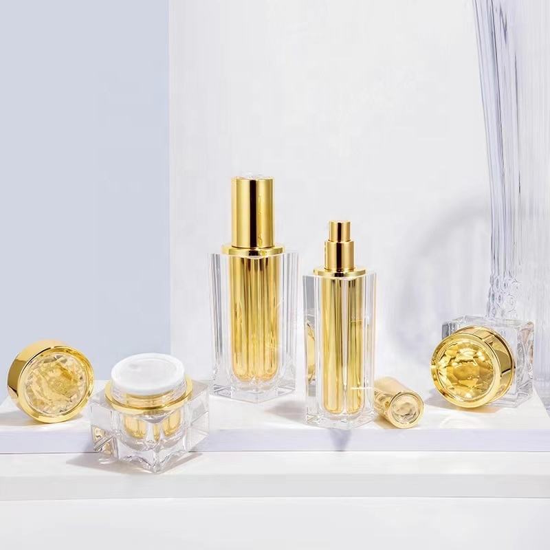 30ml Luxury Empty Gold Acrylic Spray Bottles Cream Jar For Serum Lotion