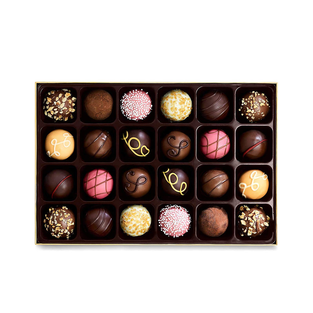 Custom Macaron Chocolate Packaging Folding Box With Plastic Tray Small Chocolate Gift Box